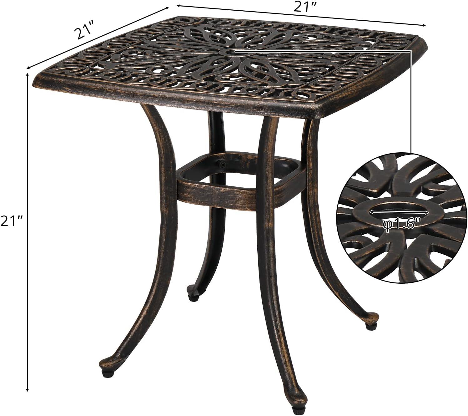 GoDecor Cast Aluminum Bistro Table for Garden Patio Lawn Backyard, Bronze