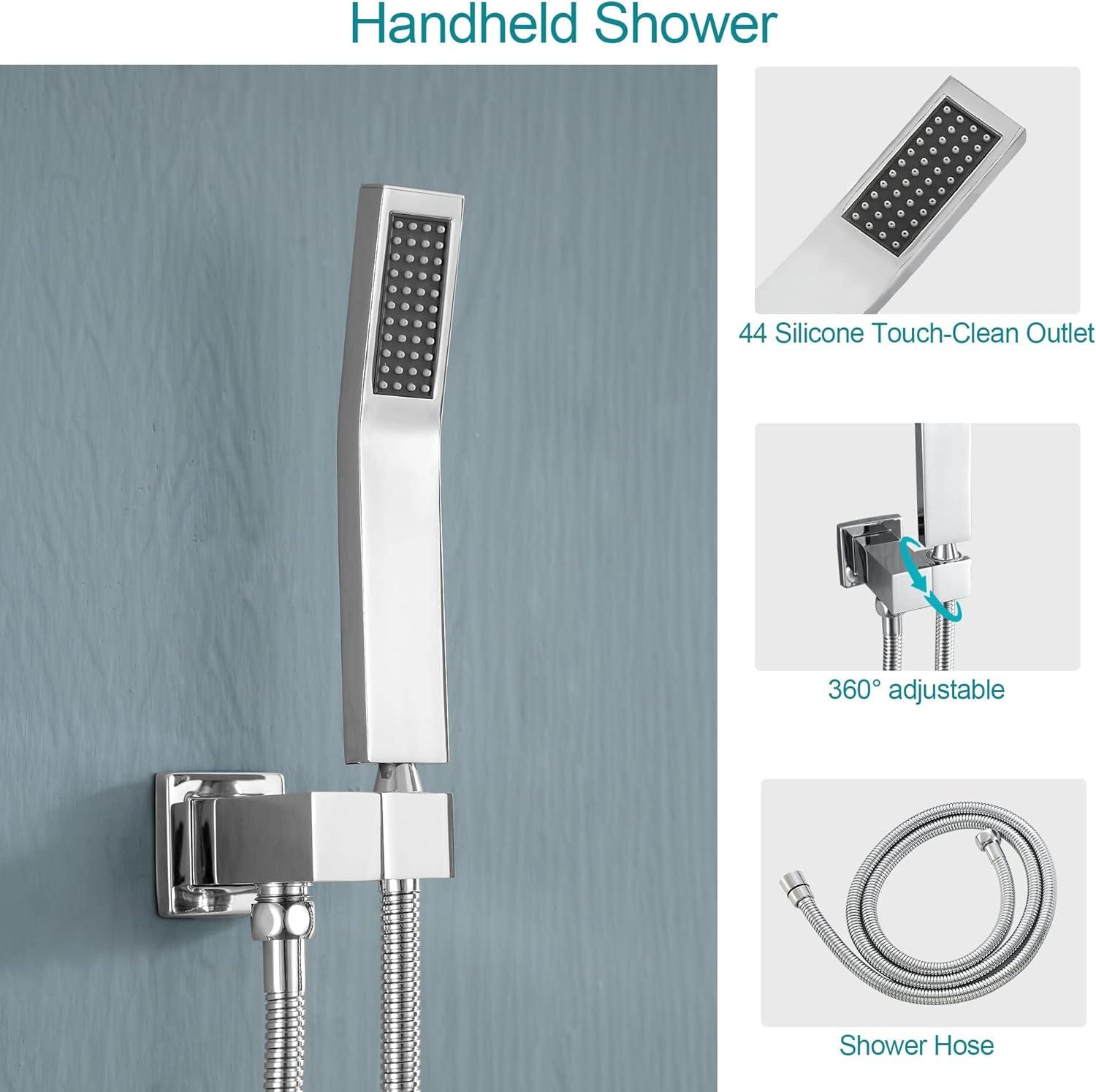 Lordear 10 Inches Luxury Wall Mounted Rainfall Shower Head System