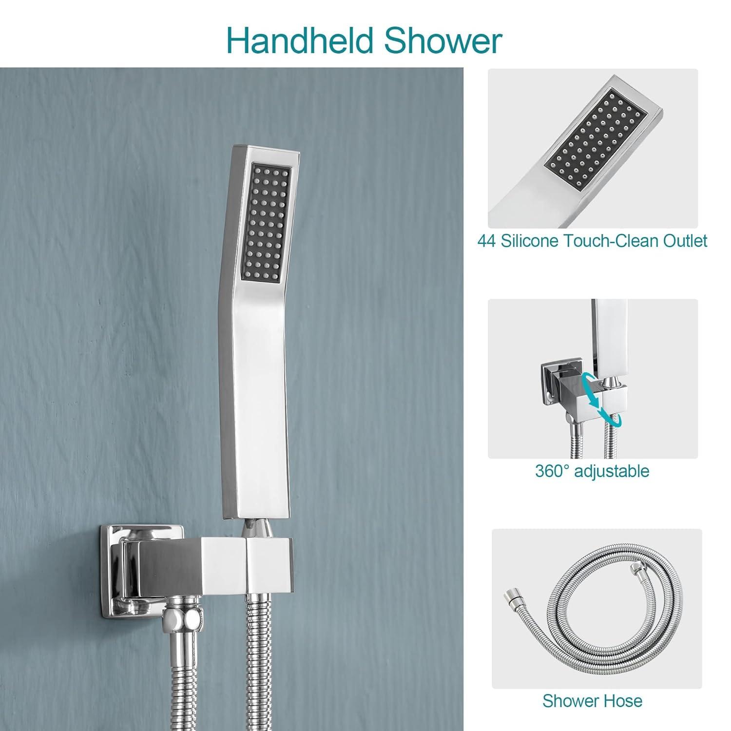Lordear 10 Inches Luxury Wall Mounted Rainfall Shower Head System
