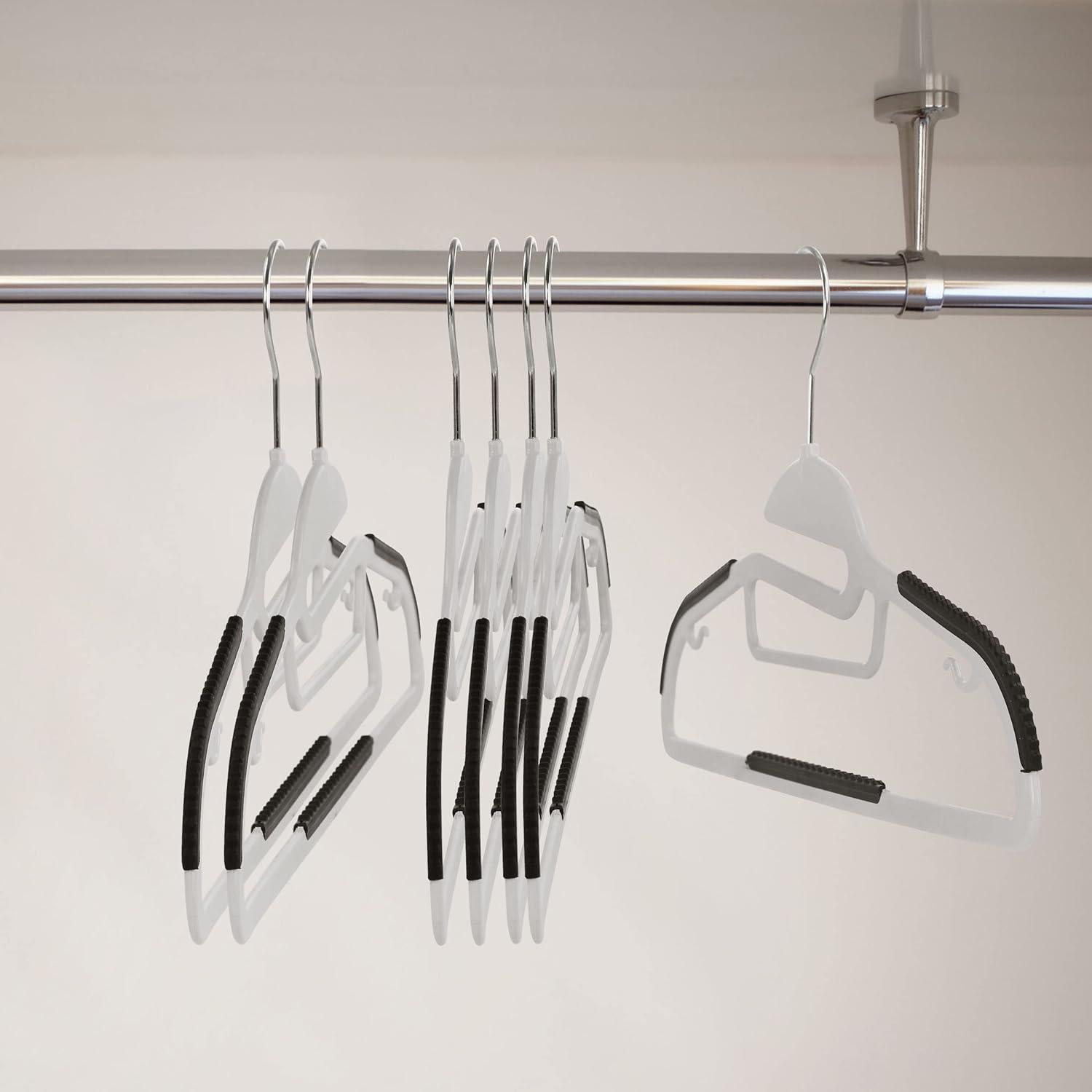 Elama Home 50 Piece Non Slip Hanger with U-slide in White and Black