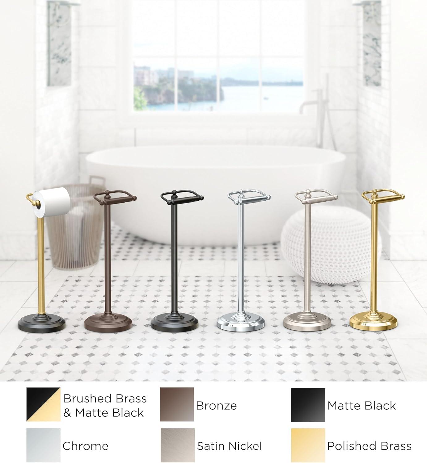 Chrome Freestanding Solid Brass Toilet Paper Holder