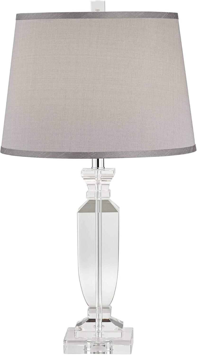 Vienna Full Spectrum Traditional Table Lamp 25" High Crystal Body Gray Tapered Drum Shade for Living Room Bedroom Bedside Nightstand Family