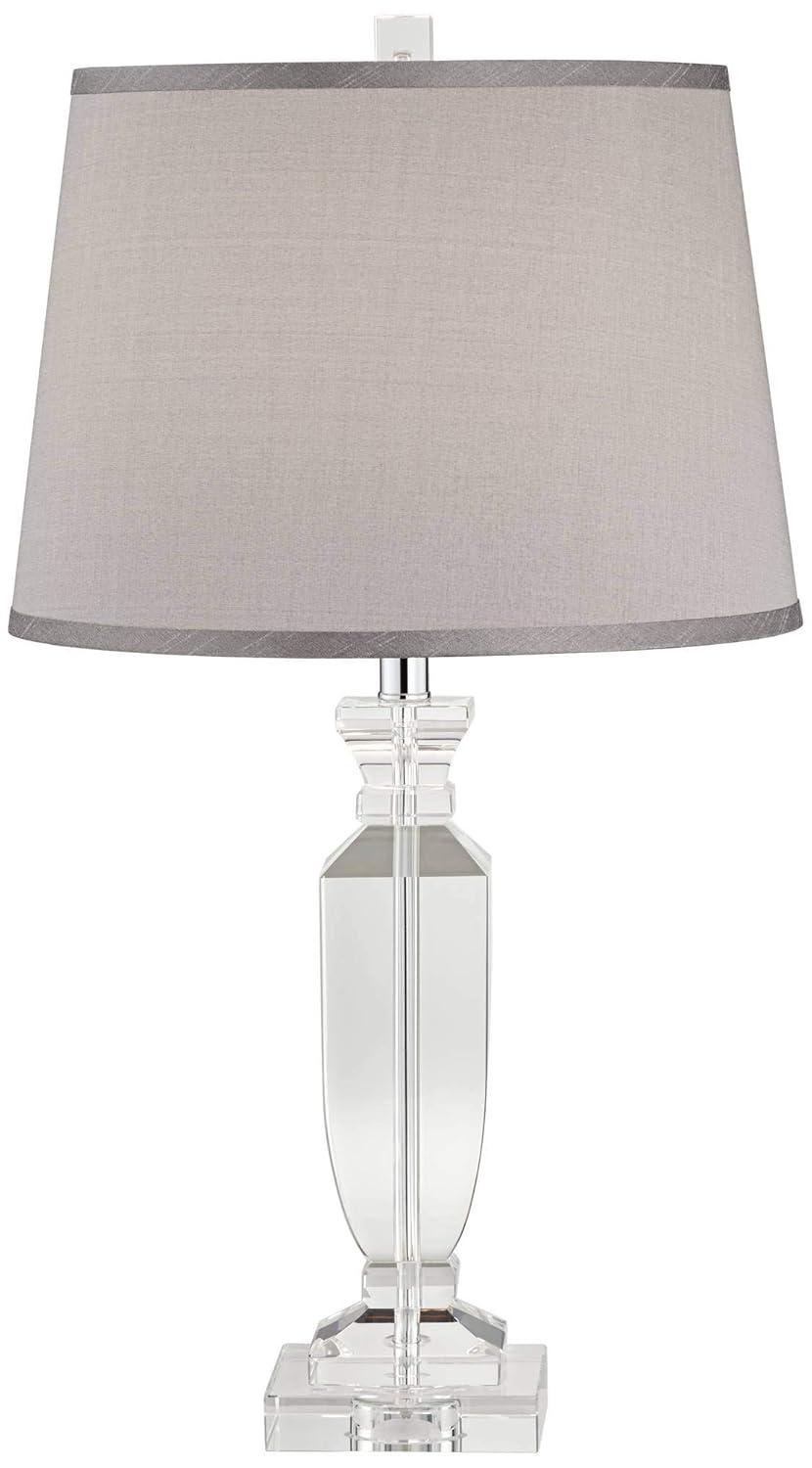 Vienna Full Spectrum Traditional Table Lamp 25" High Crystal Body Gray Tapered Drum Shade for Living Room Bedroom Bedside Nightstand Family
