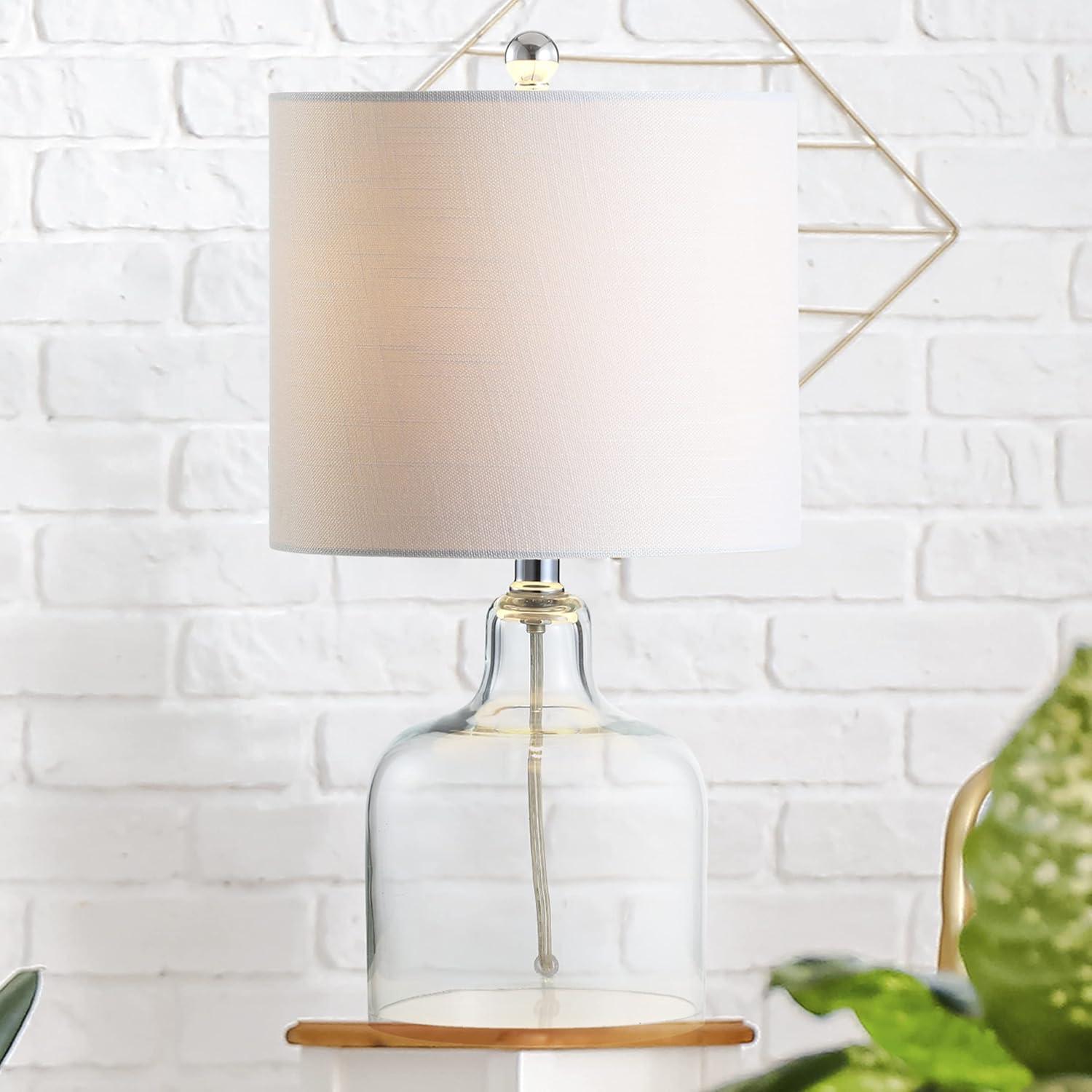 Gemma 19" Clear Glass Bell Table Lamp with White Shade