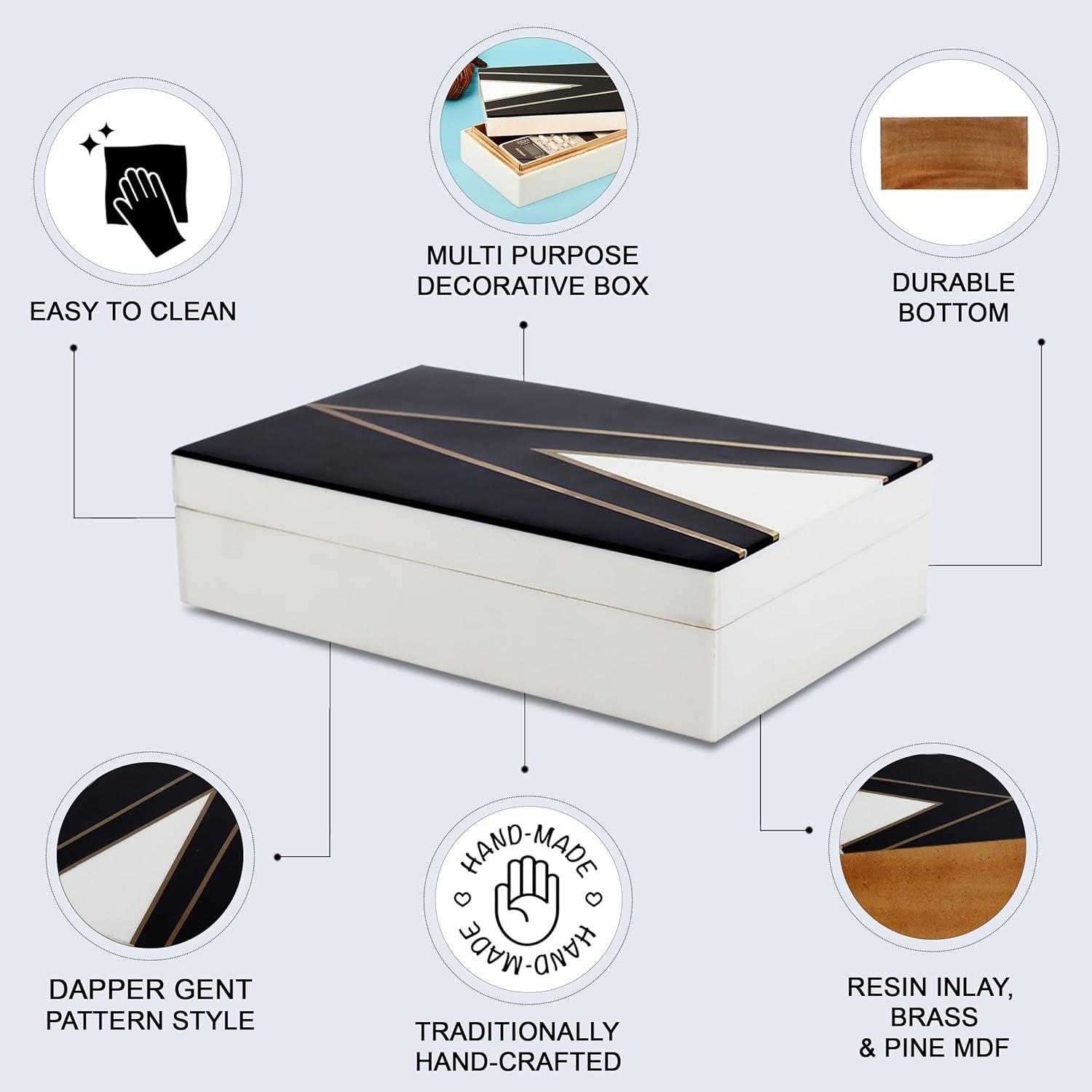 HANDICRAFTS HOME 10x4.5x2.5 Decorative Box Handmade Storage Organizer Boxes with Lids Keepsake Gift Trinket Box Display Box, Kept Dapper Gent