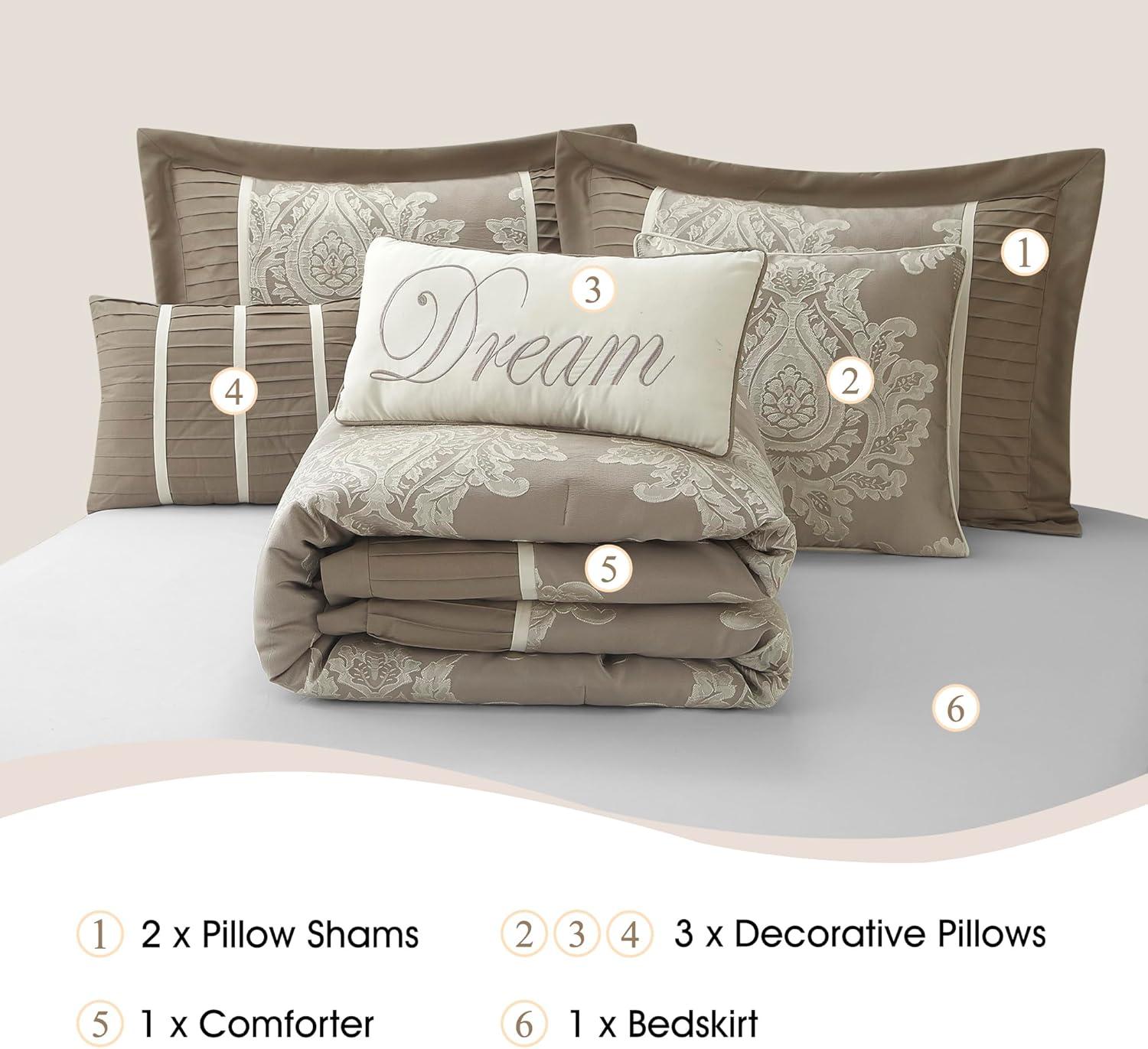 Nanshing America, Inc Therese 7 Piece Traditional Damask Comforter Set