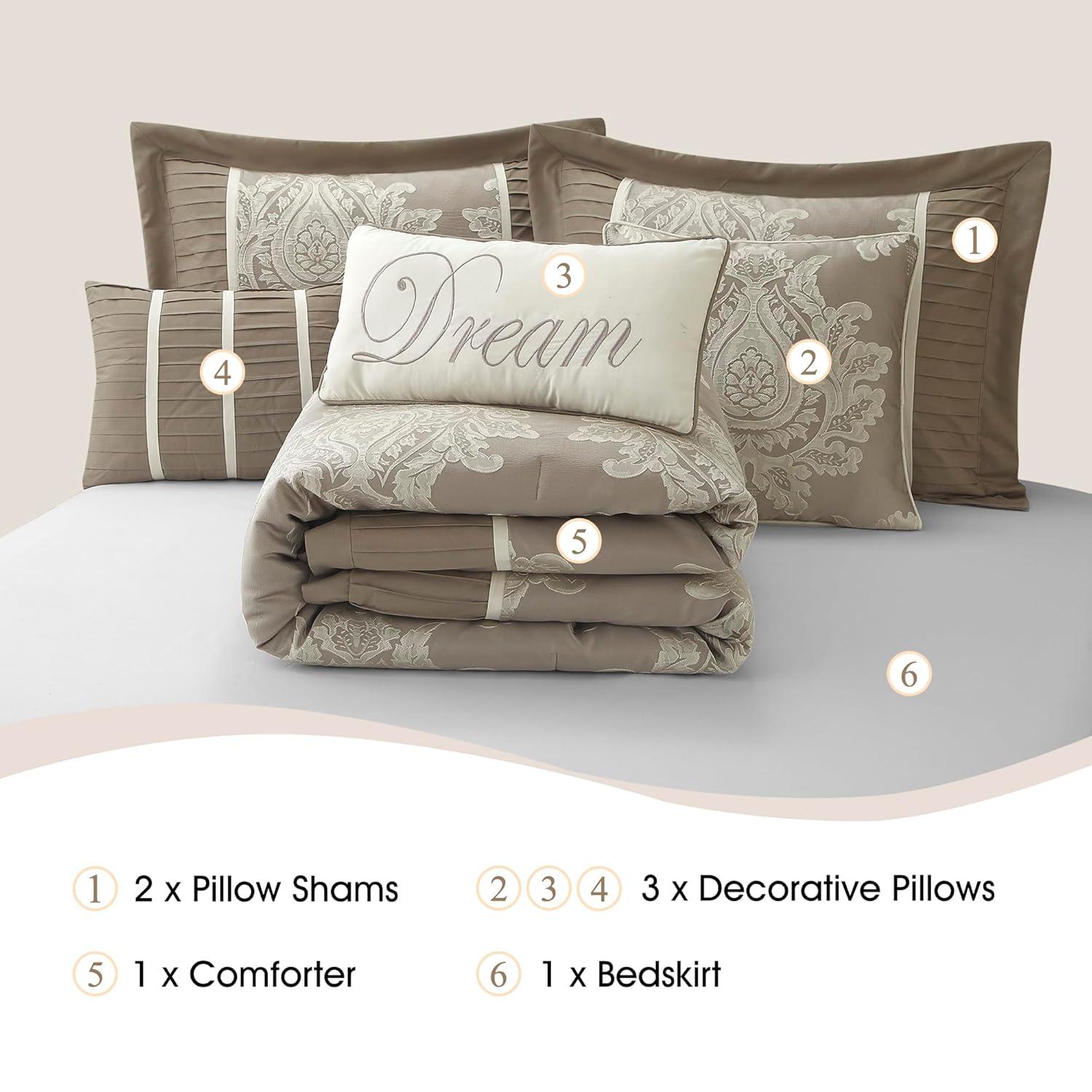 Nanshing America, Inc Therese 7 Piece Traditional Damask Comforter Set