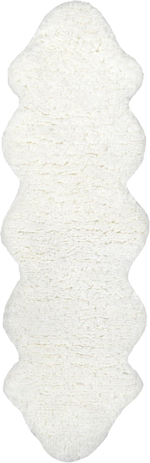 Hand-Tufted Off-White Faux Sheepskin Shag Rug