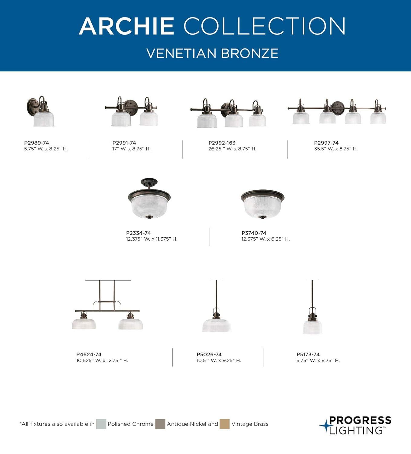 Progress Lighting Archie 1-Light Mini-Pendant, Polished Chrome, Prismatic Glass Shade