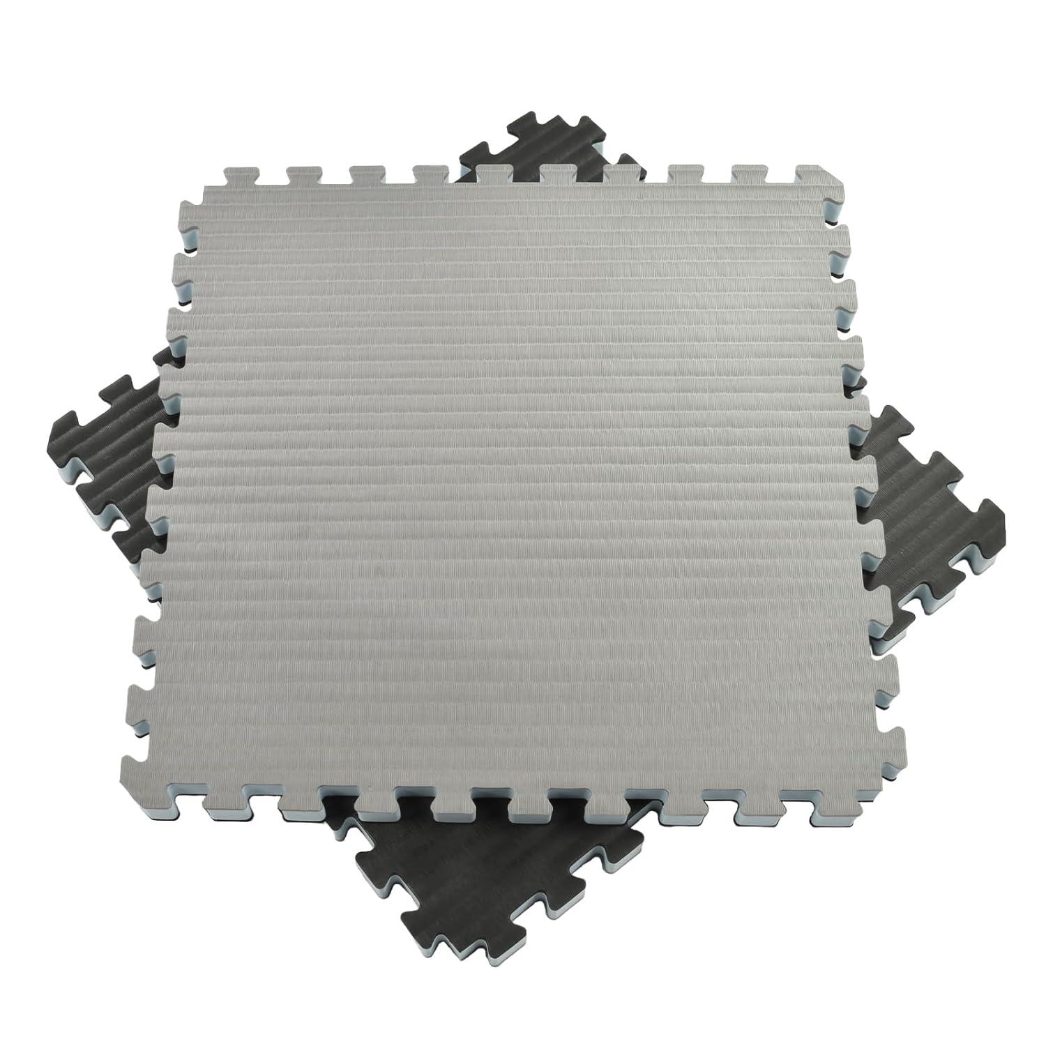 Greatmats Home BJJ MMA Puzzle Mats for Judo, Jiu Jitsu, Black/Gray Tatami finish 10 Pack, 2x2 ft x 1.5 inch