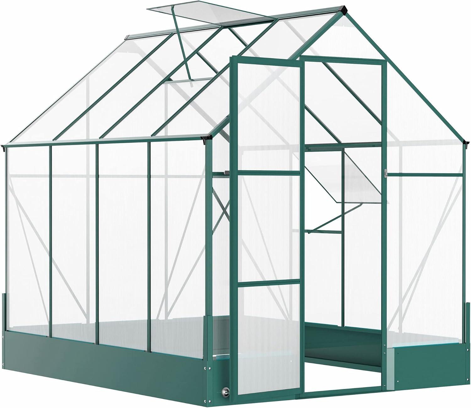 Outsunny Walk-in Plant Polycarbonate Greenhouse with Temperature Controlled Window Hobby Greenhouse for Backyard/Outdoor