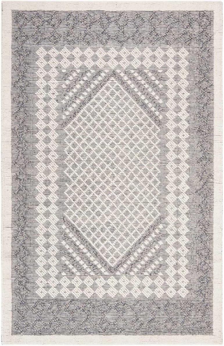 Natura 9' x 12' Blue and Cream Wool Handwoven Area Rug