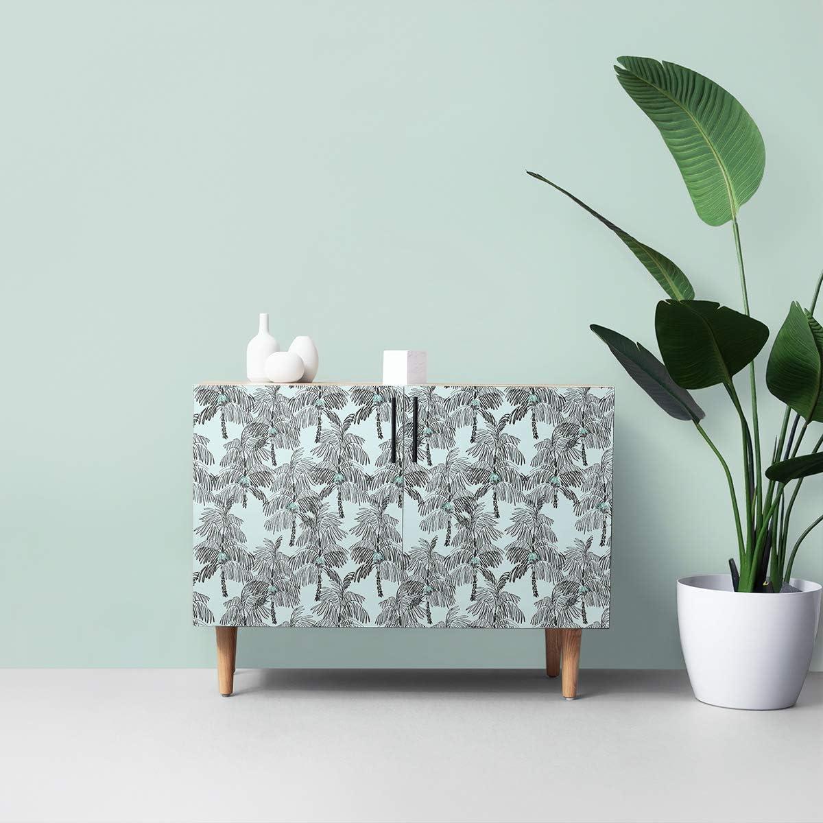 NextWall  Palm Beach Peel and Stick Wallpaper Sky Blue & Black