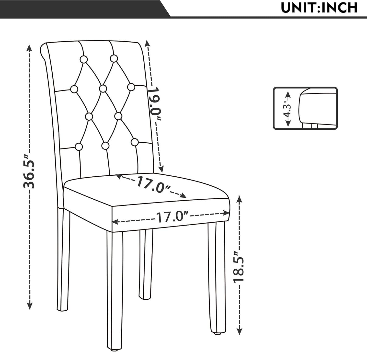 Yardi Yard Set of 2 Tufted Upholstered Dining Chairs-Beige, Dining Chairs Set, Dining Room Chair for Kitchen, Dining, Bedroom, Living