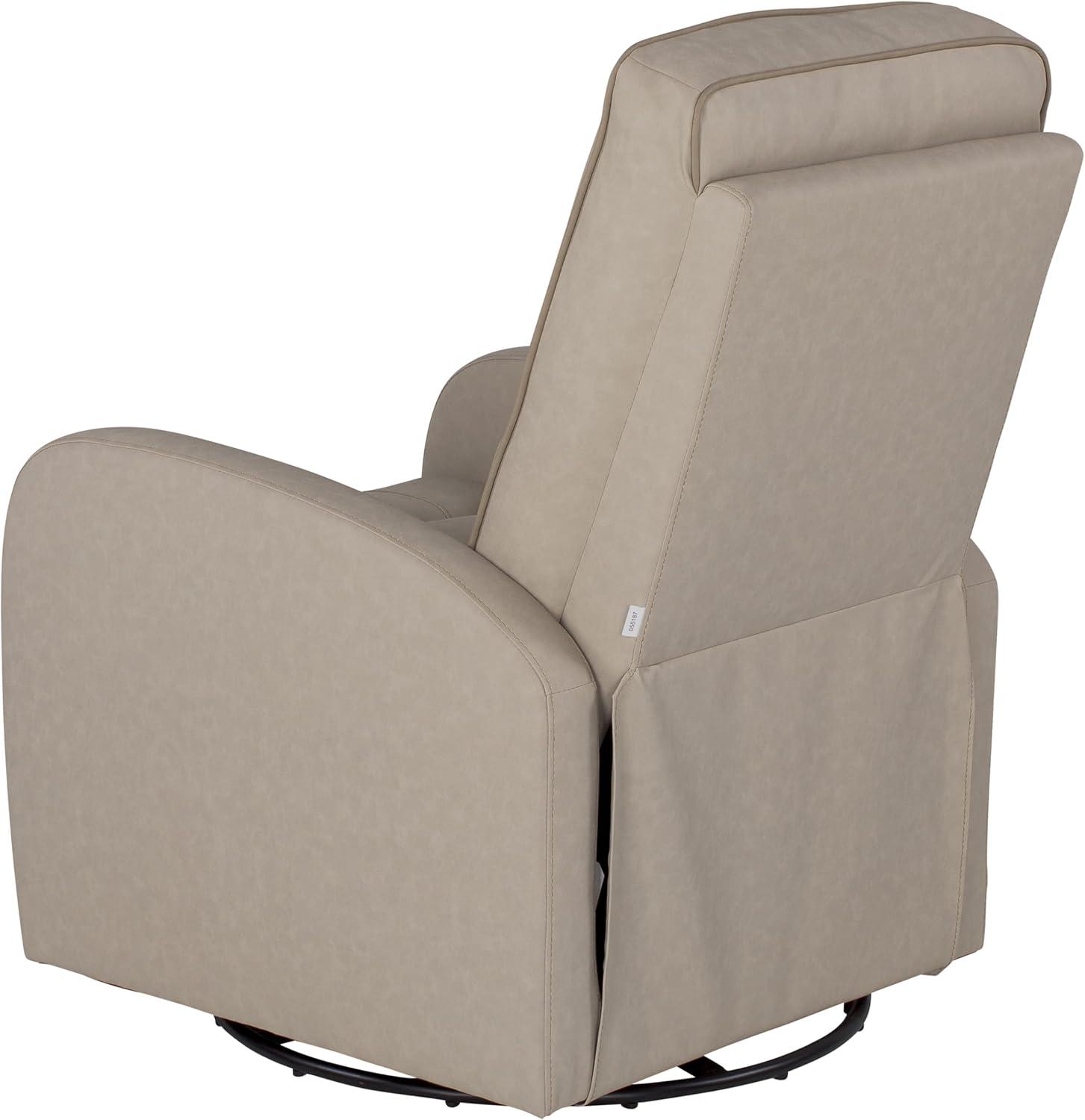 Beige Leather Swivel Pushback Recliner Armchair