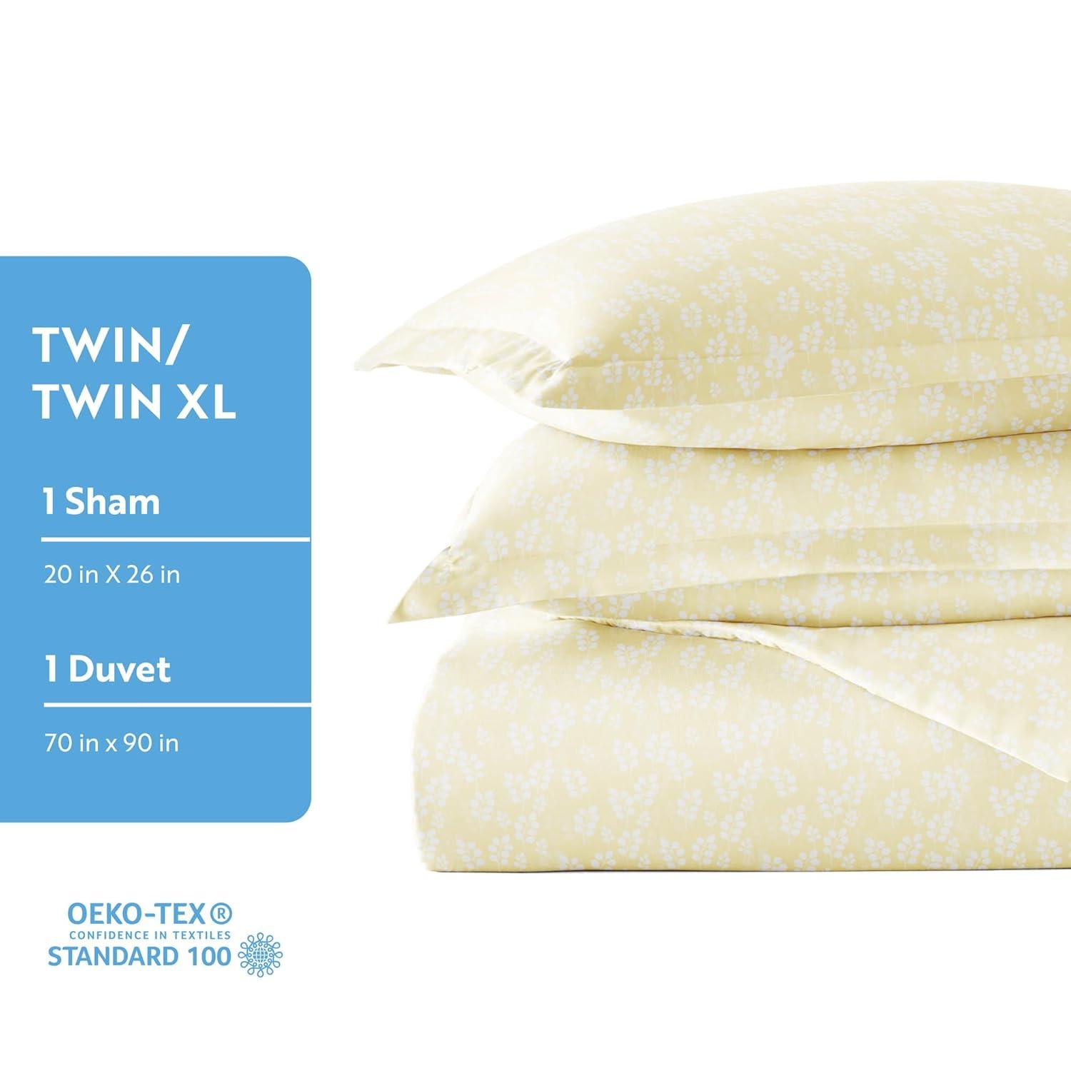 Ultra Soft & Breathable - Duvet Cover Set - Ivory Wheatfield Floral for Queen Size Bedding by Comfort Canopy
