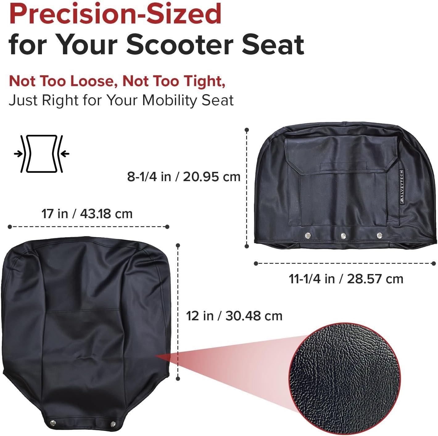 AlveyTech Black Seat Cover Set for Mobility Scooters, 4-Wheel Electric Scooter Wheelchair Covers