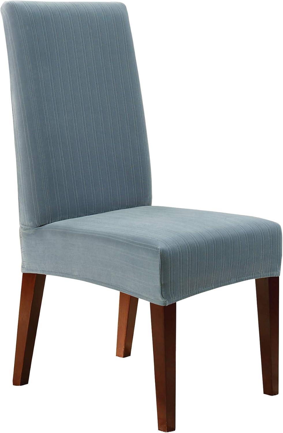 Stretch Pinstripe Short Dining Room Chair Cover Blue - Sure Fit