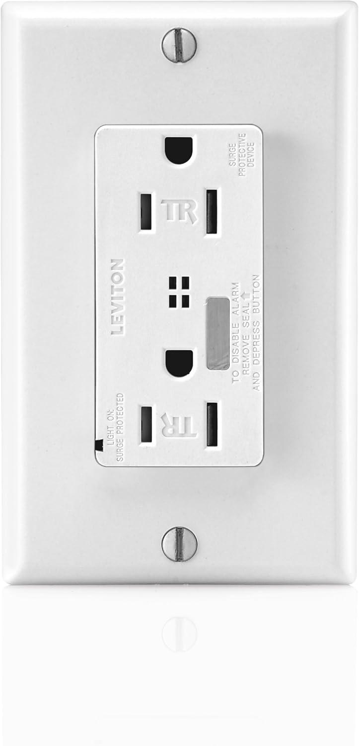 White Tamper-Resistant Duplex Receptacle with Wall Plate and Indicator Light