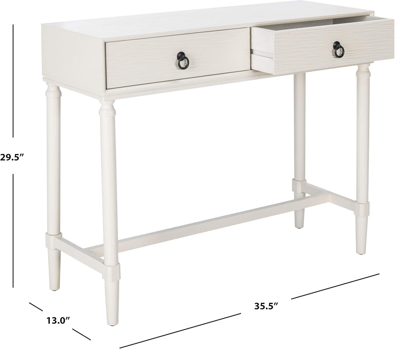 Riviera Elegance White 2-Drawer Carved Console Table with Storage