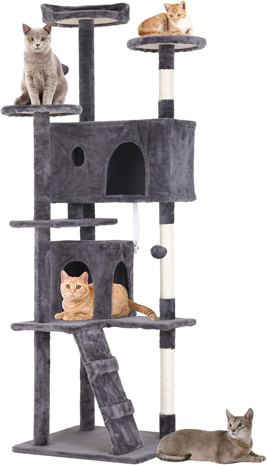 Tucker Murphy Pet™ 70In Cat Tree Tower For Indoor Cats,Multi-Level, Furniture Activity Center With Scratching Posts Stand House Cat Condo With Funny Toys For Kittens Pet Play House,Dark Gray