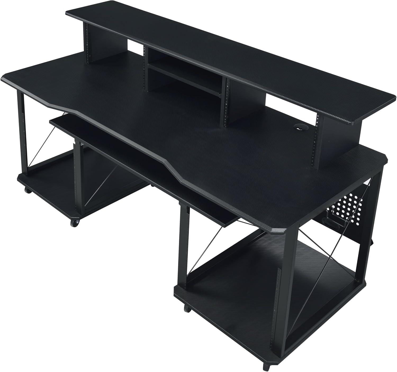 Megara 72" Decorative Bookshelf Black - Acme Furniture: Music Desk with Hutch & Keyboard Tray