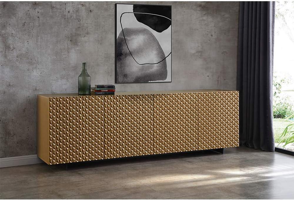 Whiteline Modern Living Harper Buffet Large 94", high gloss gold, Design on doors