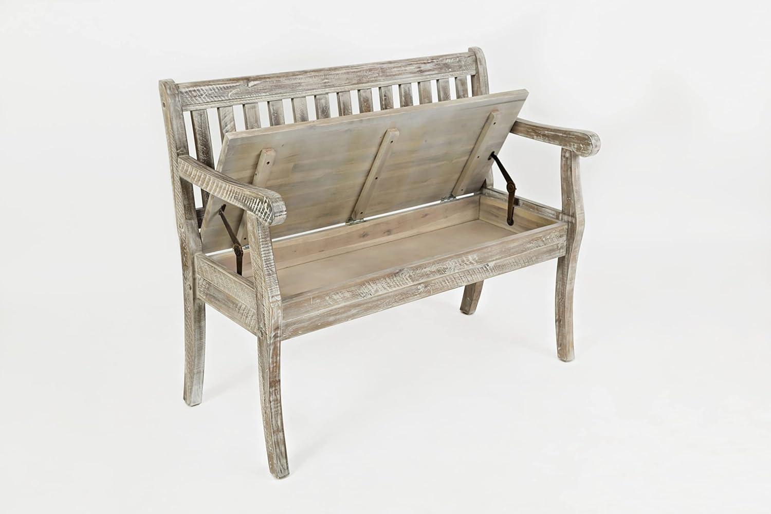 Jofran Artisan's Craft 42" Rustic Farmhouse Distressed Solid Wood Storage Bench