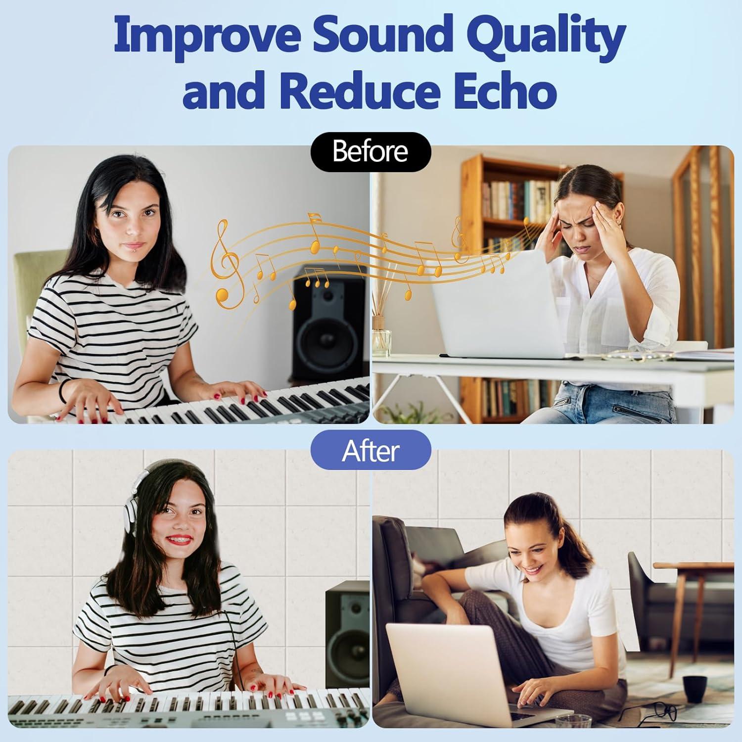 Kuchoow 12 Packs Acoustic Panels Noise Cancelling Sound Proof Foam Panels For Walls 12x12x0.4'' Acoustic Wall Panels