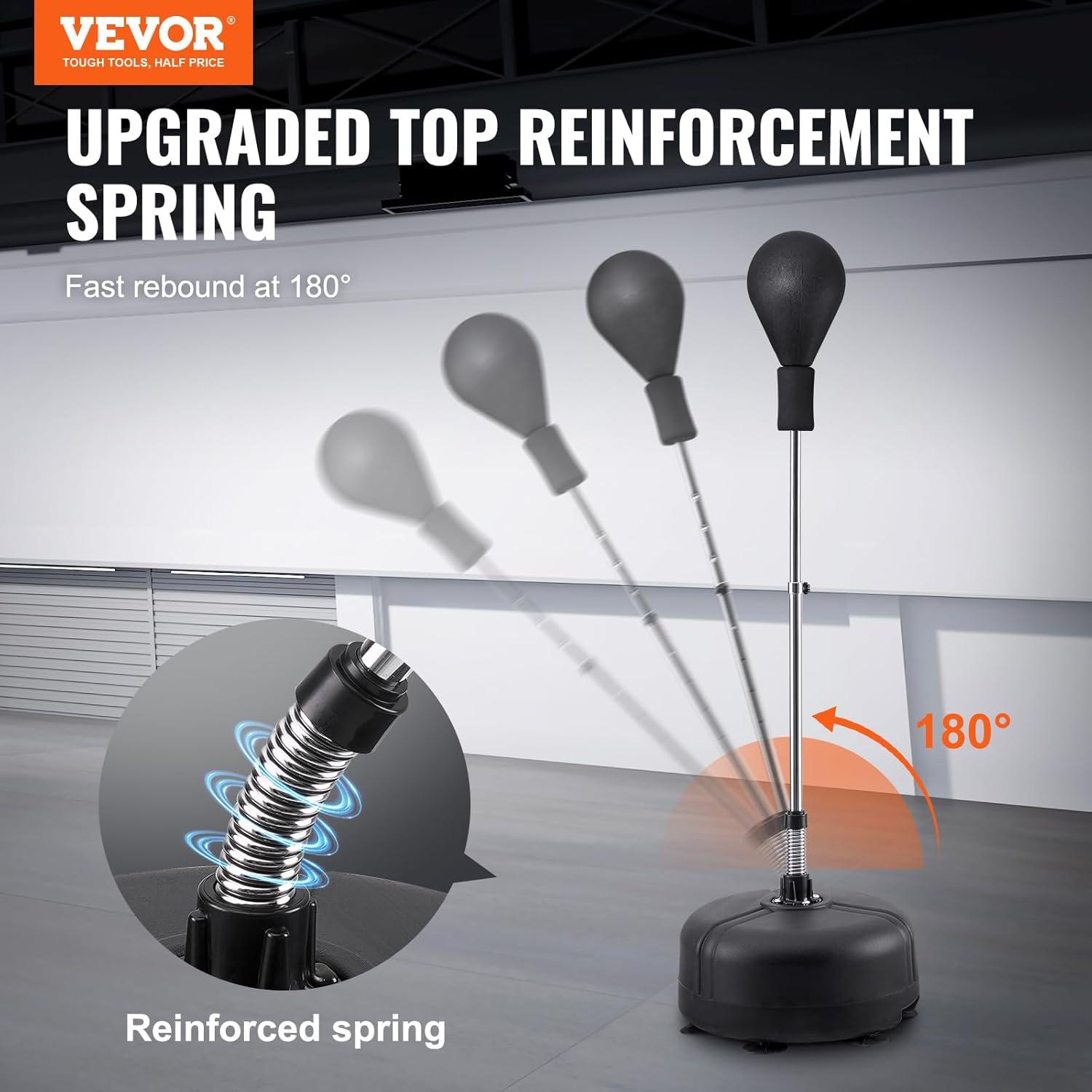 Adjustable Black PVC Leather Reflex Boxing Bag with Suction Cup Base