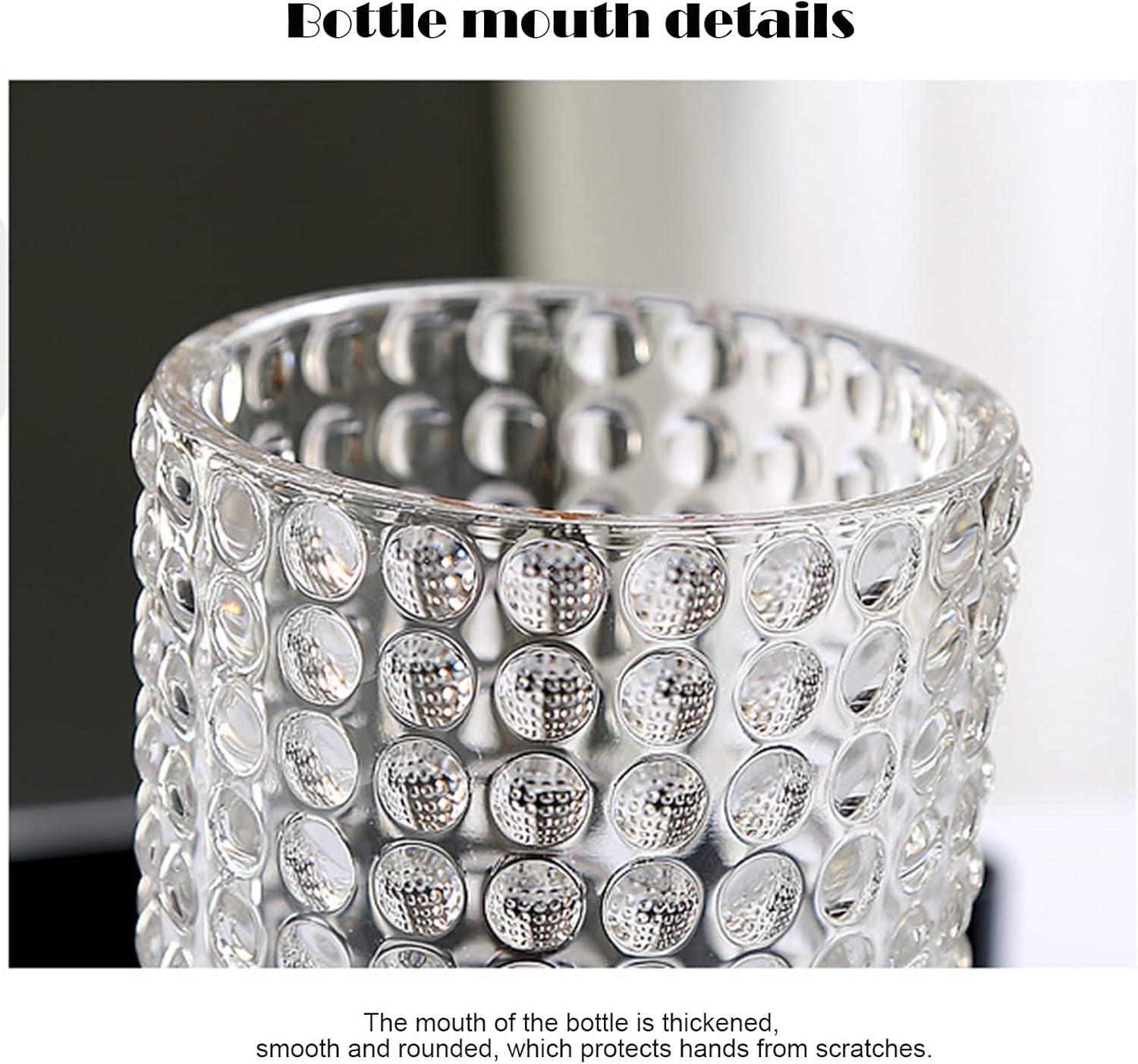 7 Inch Modern Glass Vase with Embossed Ribbed Base - Clear Hydroponic Design for Home Decor, Weddings Party Living Room, Dining Table Floral Arrangement Centerpiece