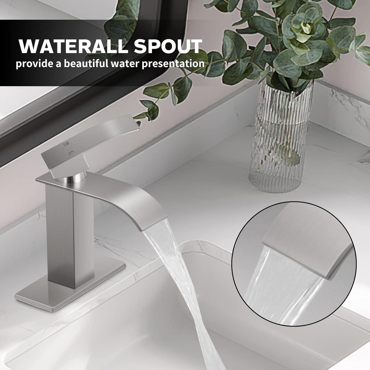 Waterfall Bathroom Faucet,Single Handle 1 Or 3 Hole Bathroom...