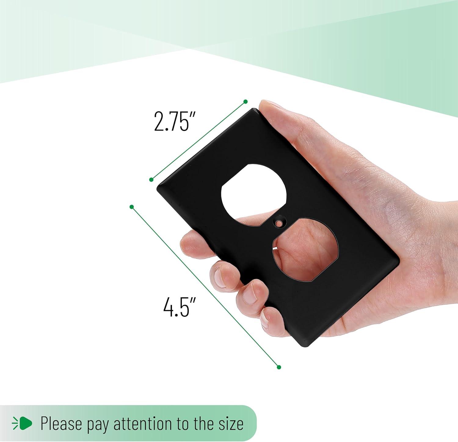 Black Painted Duplex Receptacle Outlet Cover Plates, 10 Pack