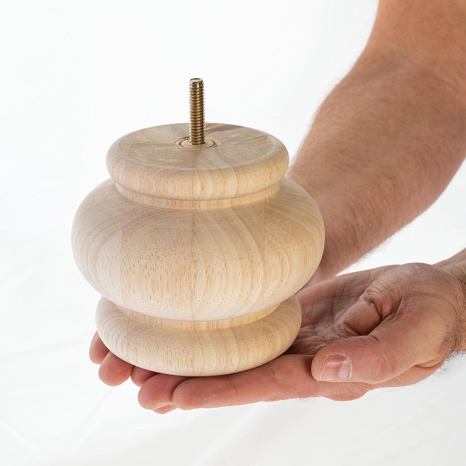 Architectural Products by Outwater L.L.C. 4 in x 4-7/8 in Stained Solid Hardwood Round Bun Foot (Set of 4)