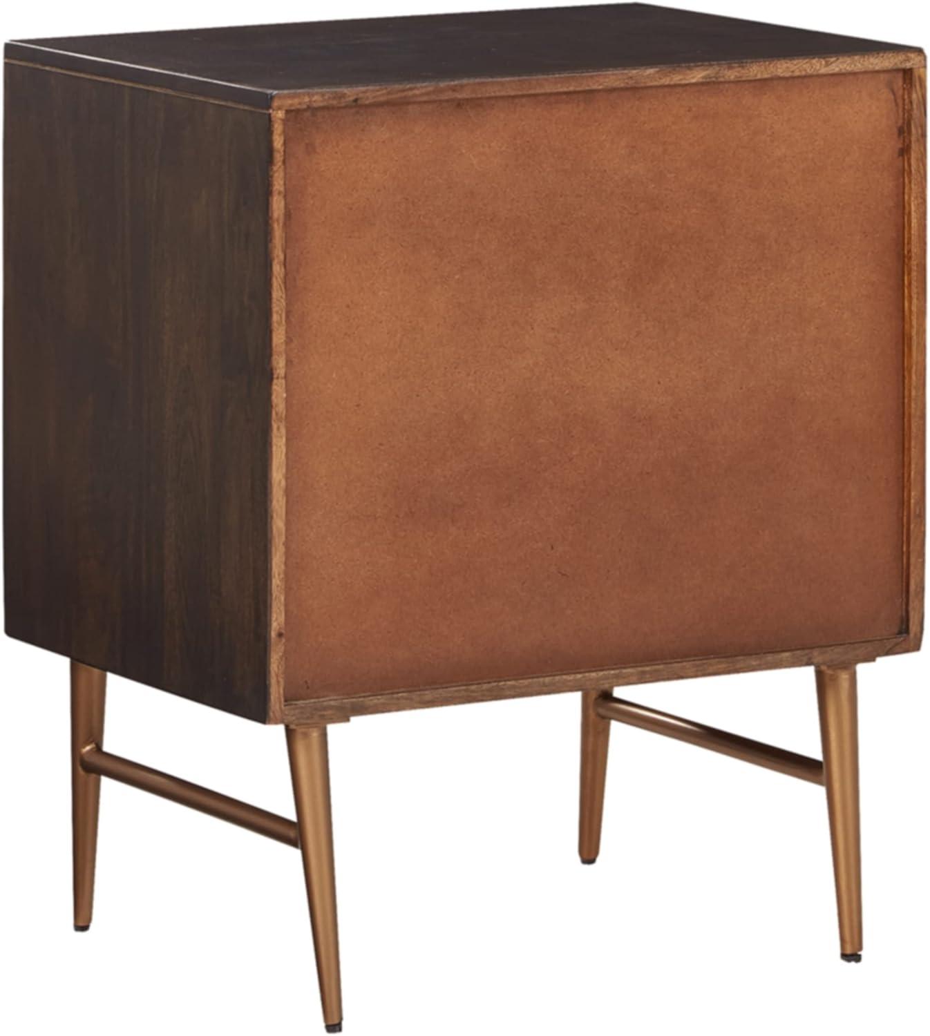 Dark Brown Chevron Pattern Mid-Century Modern Accent Cabinet