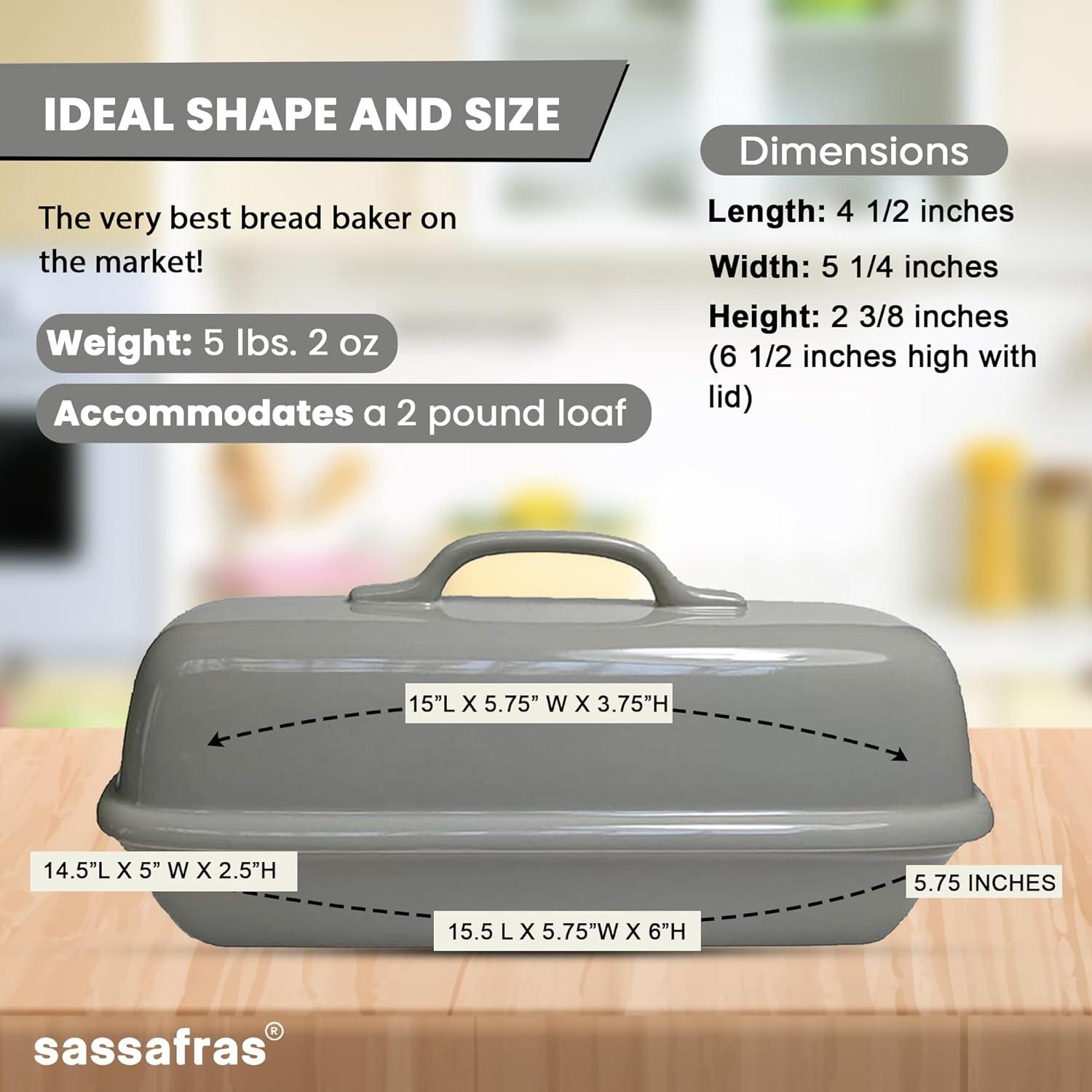Sassafras Superstone® Covered Bread Baker with Lid - Bisque Glazed Exterior and Unglazed Interior Stoneware Bakeware - Bakes an Artisan Italian Bread with Crusty Crust and a Light Crumb