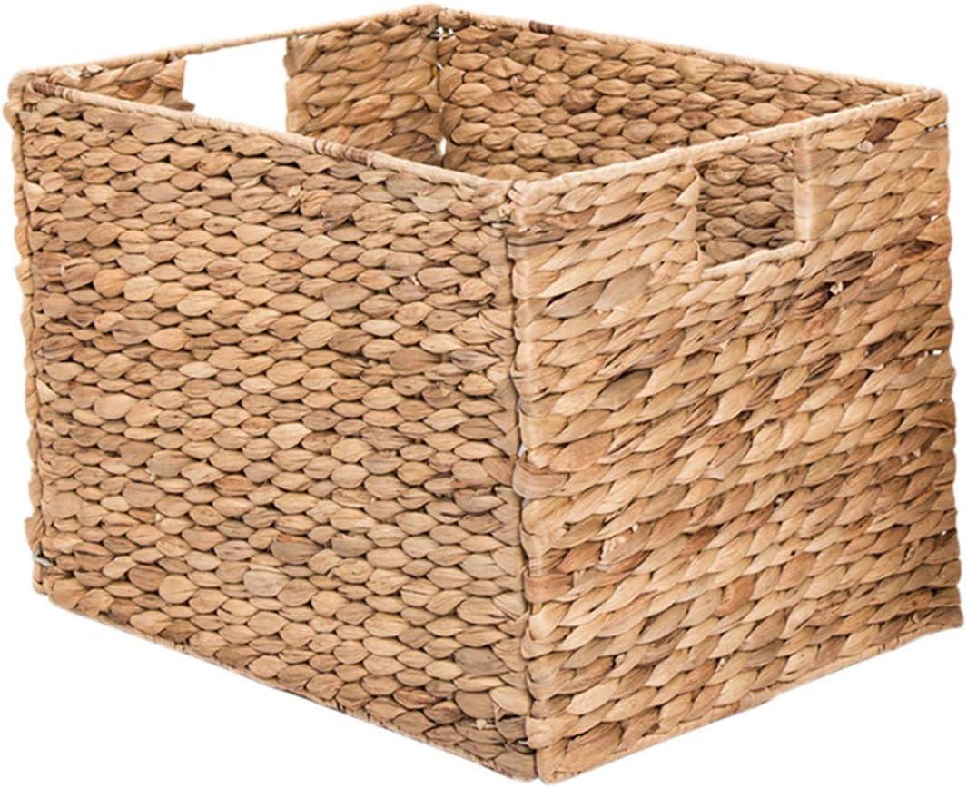 Westerly 2 Decorative Hand-Woven Water Hyacinth Wicker Storage Basket, 16 by 11 by 11 Ideal for Shelving Units