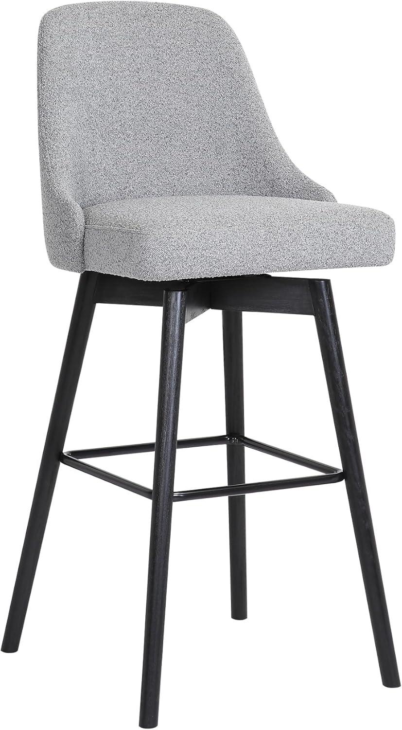 Armen Living Indoor Sicily 26" Swivel Black Wood Counter Stool in Gray Faux Leather