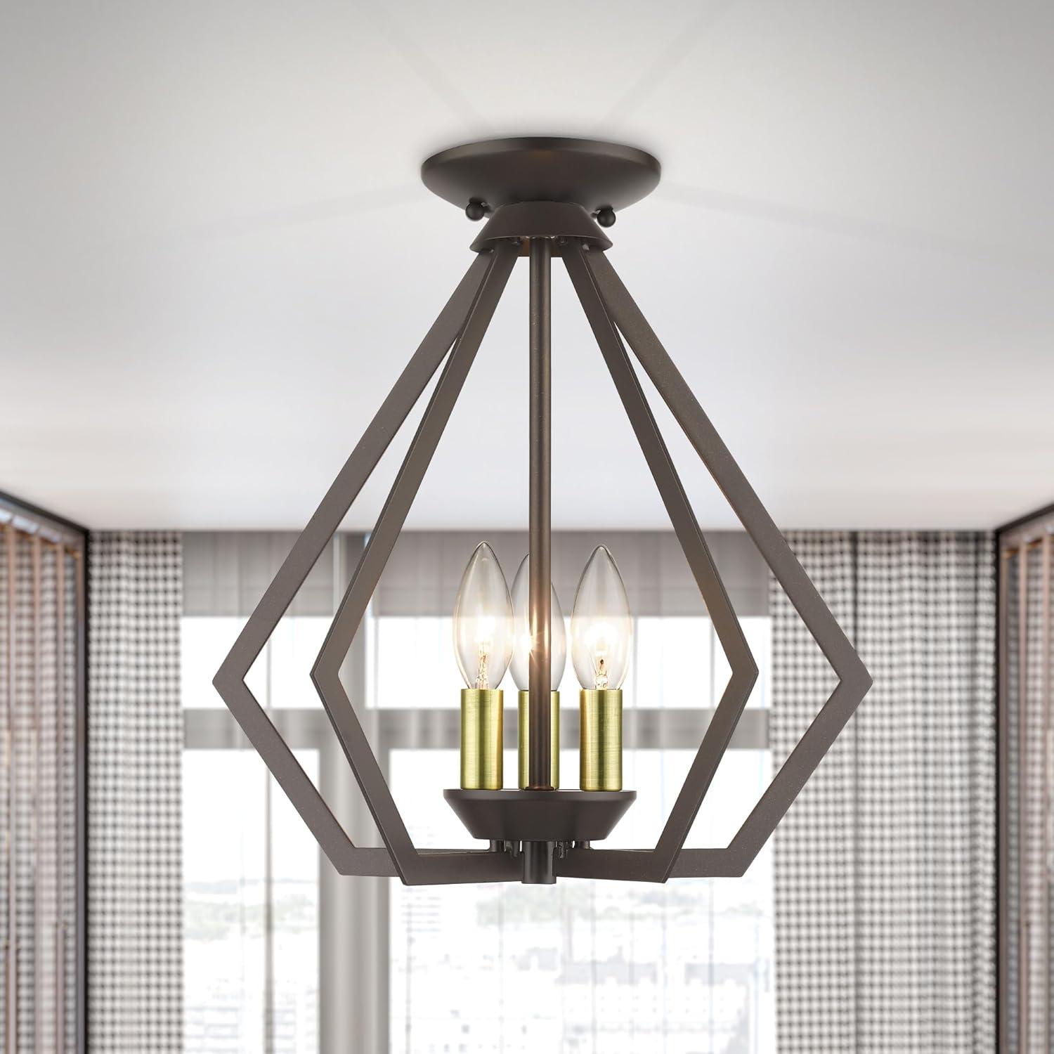 Prism 3-Light Black Brushed Nickel Mini Chandelier for Indoor/Outdoor