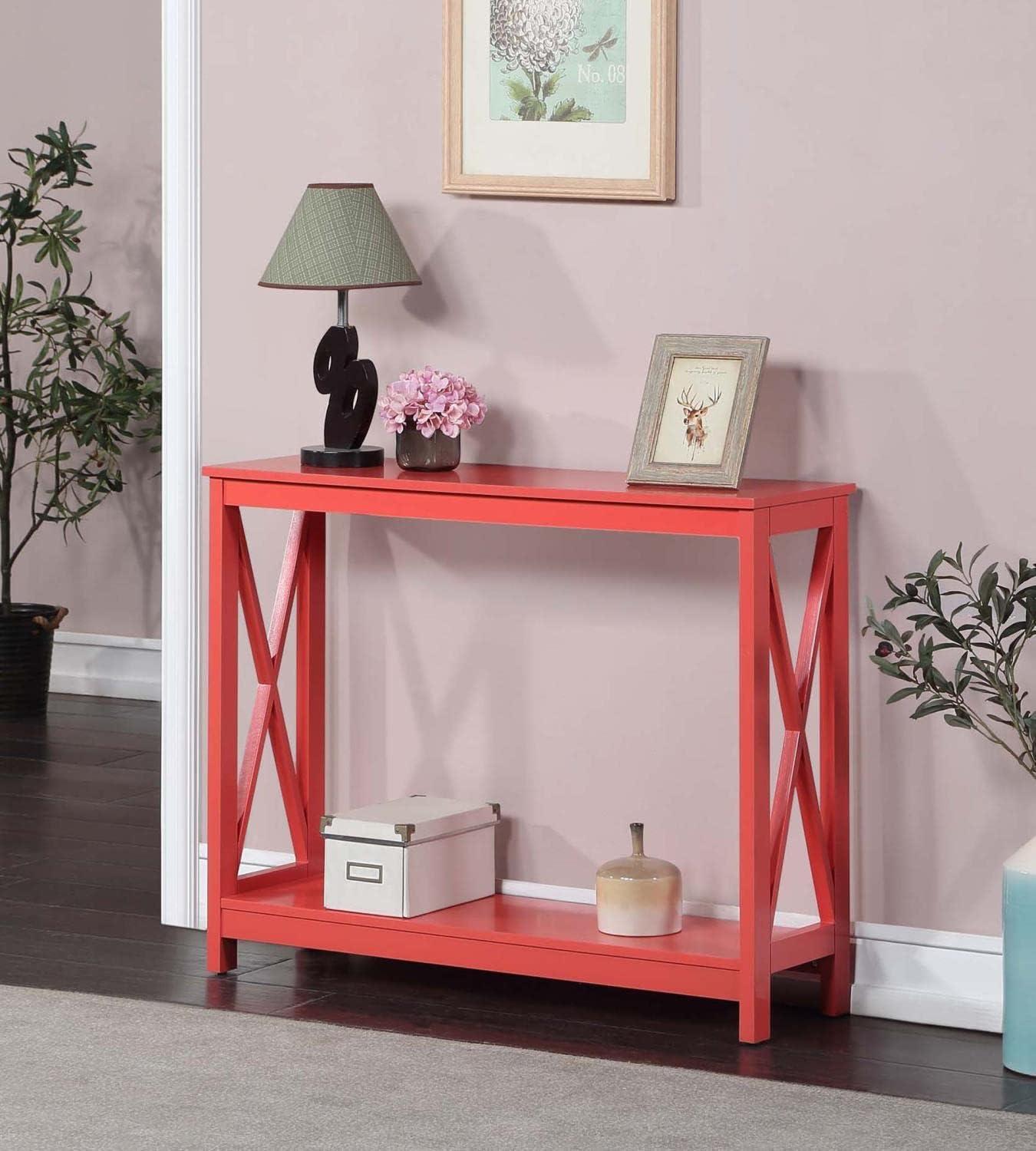 Convenience Concepts Oxford Console Table with Shelf, Coral