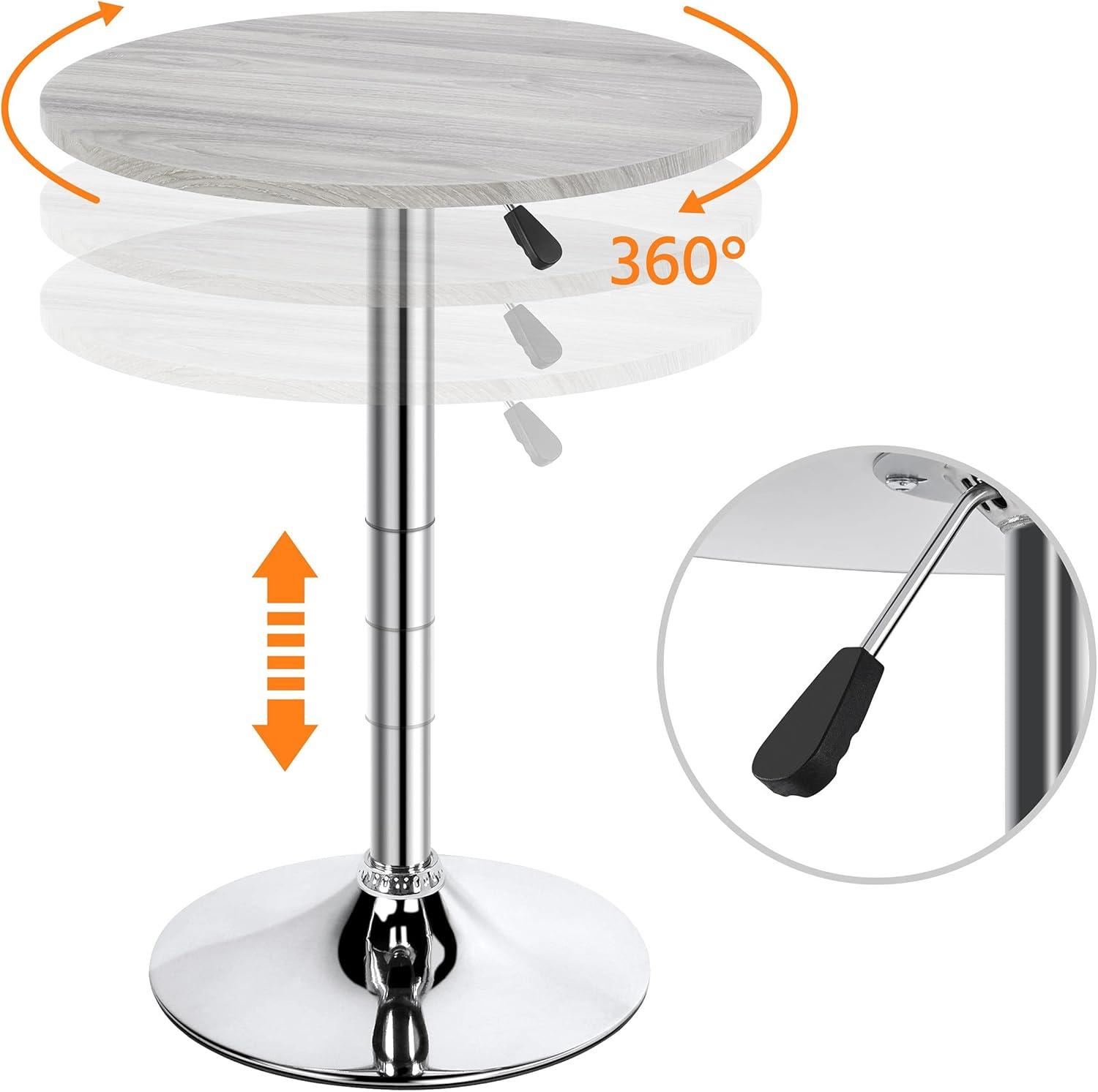 Yaheetech Adjustable Pub Round Table Counter Height Bistro Table w/ 360° Swivel MDF Tabletop