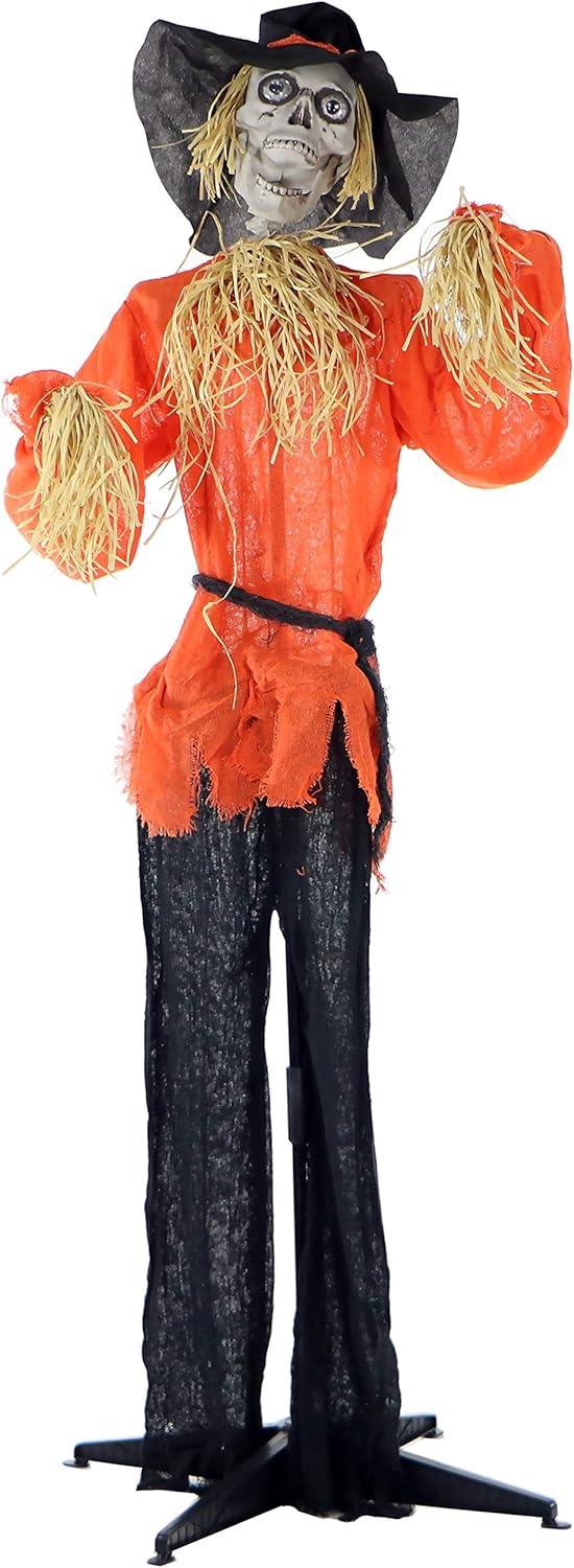 Haunted Hill Farm Haunted Hill Farm 15-ft. Animatronic Scarecrow for covered outdoor Halloween decoration