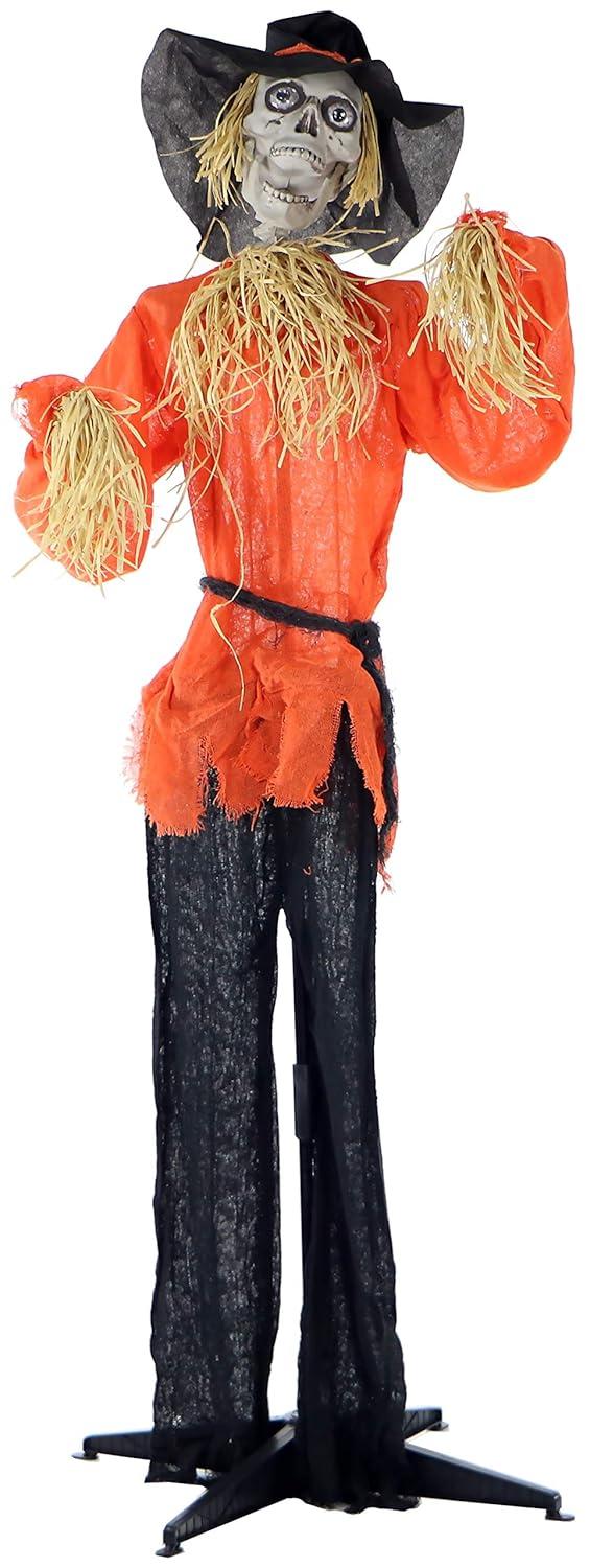 Haunted Hill Farm Haunted Hill Farm 15-ft. Animatronic Scarecrow for covered outdoor Halloween decoration
