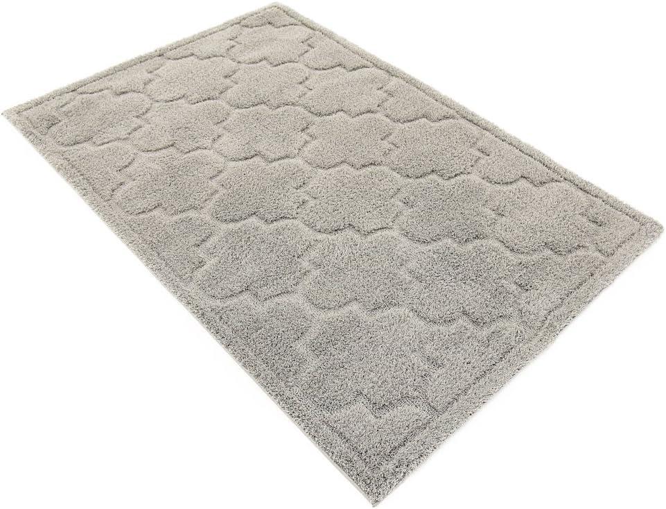 Unique Loom Trellis Shag Collection Area Rug - Traditional (4' 1" x 6' 1" Rectangle Gray)