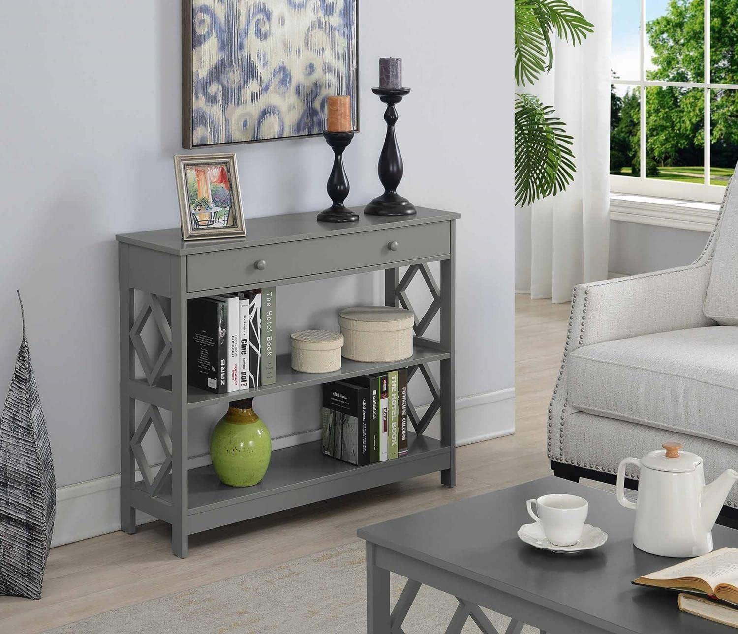 Diamond 1 Drawer Console Table, Gray