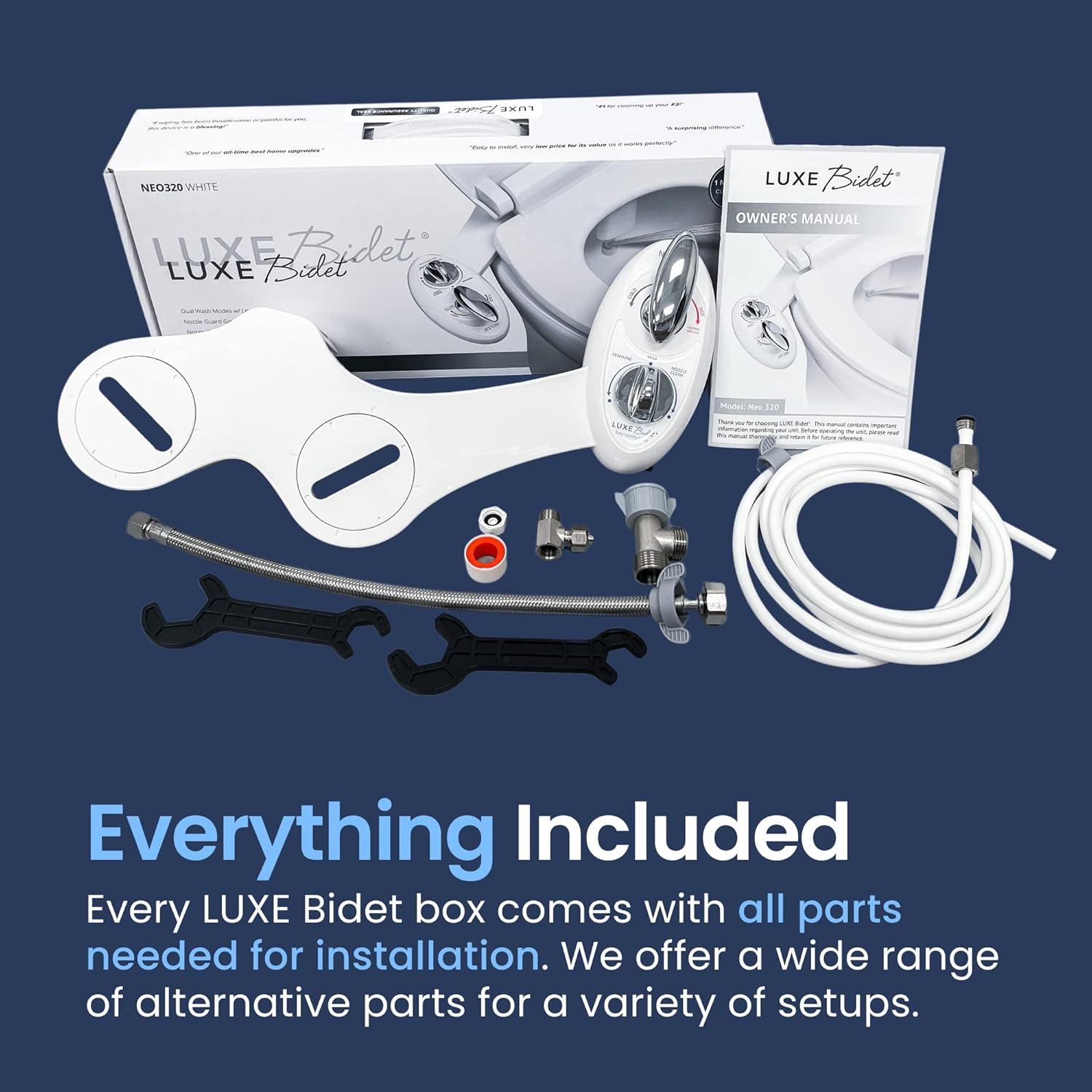 Hot And Cold Water, Self-Cleaning, Dual Nozzle, Non-Electric Bidet Attachment For Toilet Seat, Adjustable Water Pressure, Rear And Feminine Wash, Lever Control