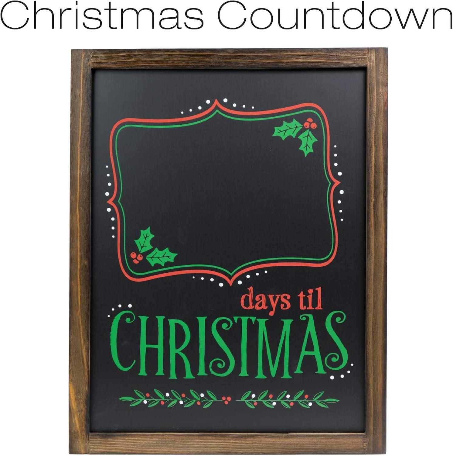 Excello Global Products Wooden Chalkboard 13 by 17 in Photo Frame Christmas Decoration with White Chalks, Version 1, Set of 2 Boards - EGP-HD-0238