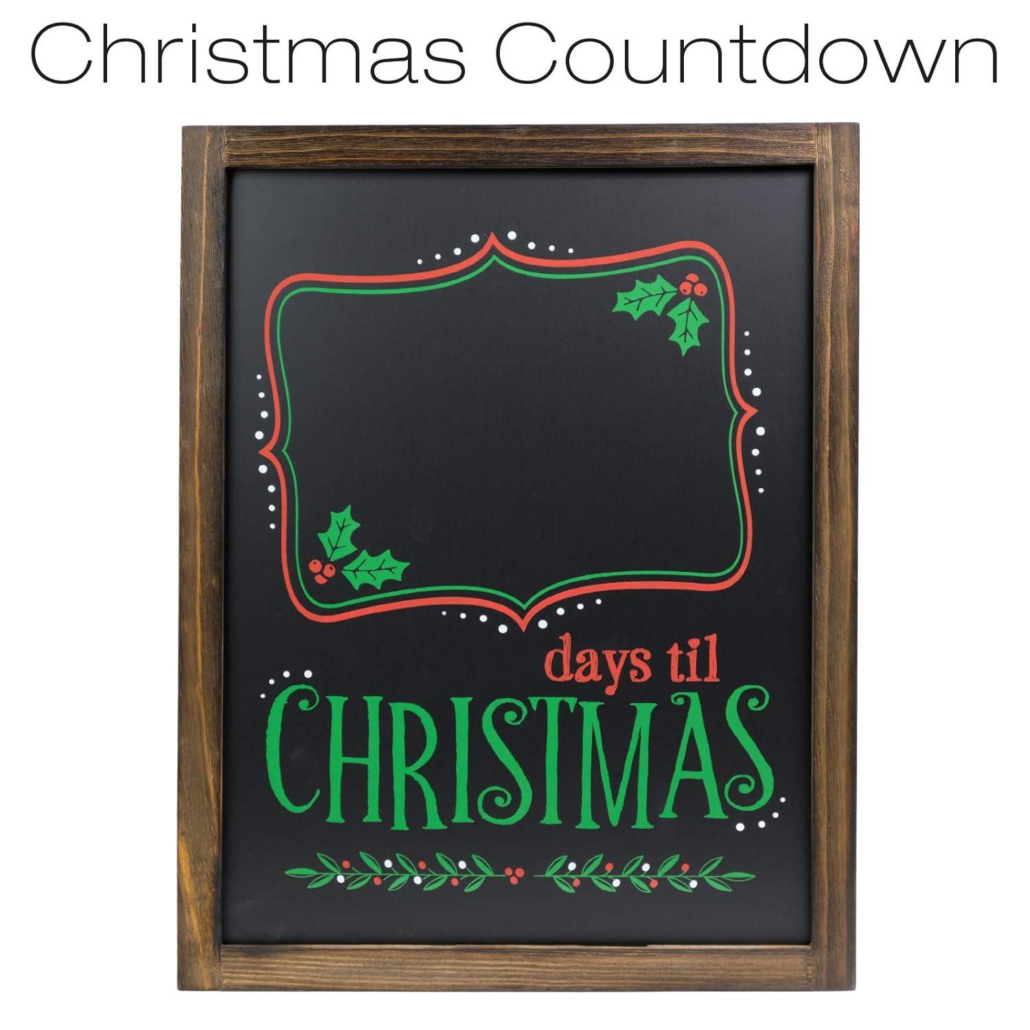 Excello Global Products Wooden Chalkboard 13 by 17 in Photo Frame Christmas Decoration with White Chalks, Version 1, Set of 2 Boards - EGP-HD-0238