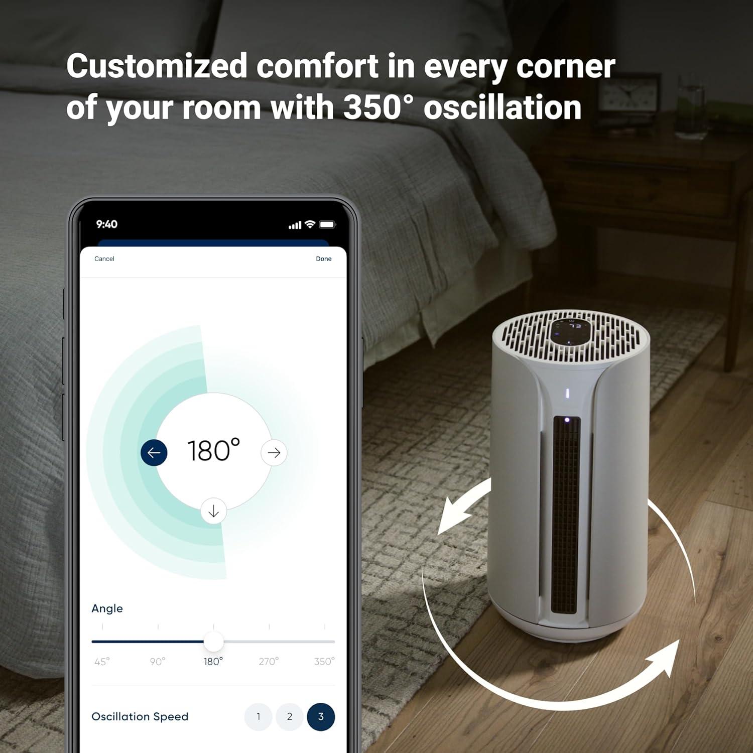 ComfortPure Gray and White 3-in-1 HEPA Air Purifier with Wi-Fi