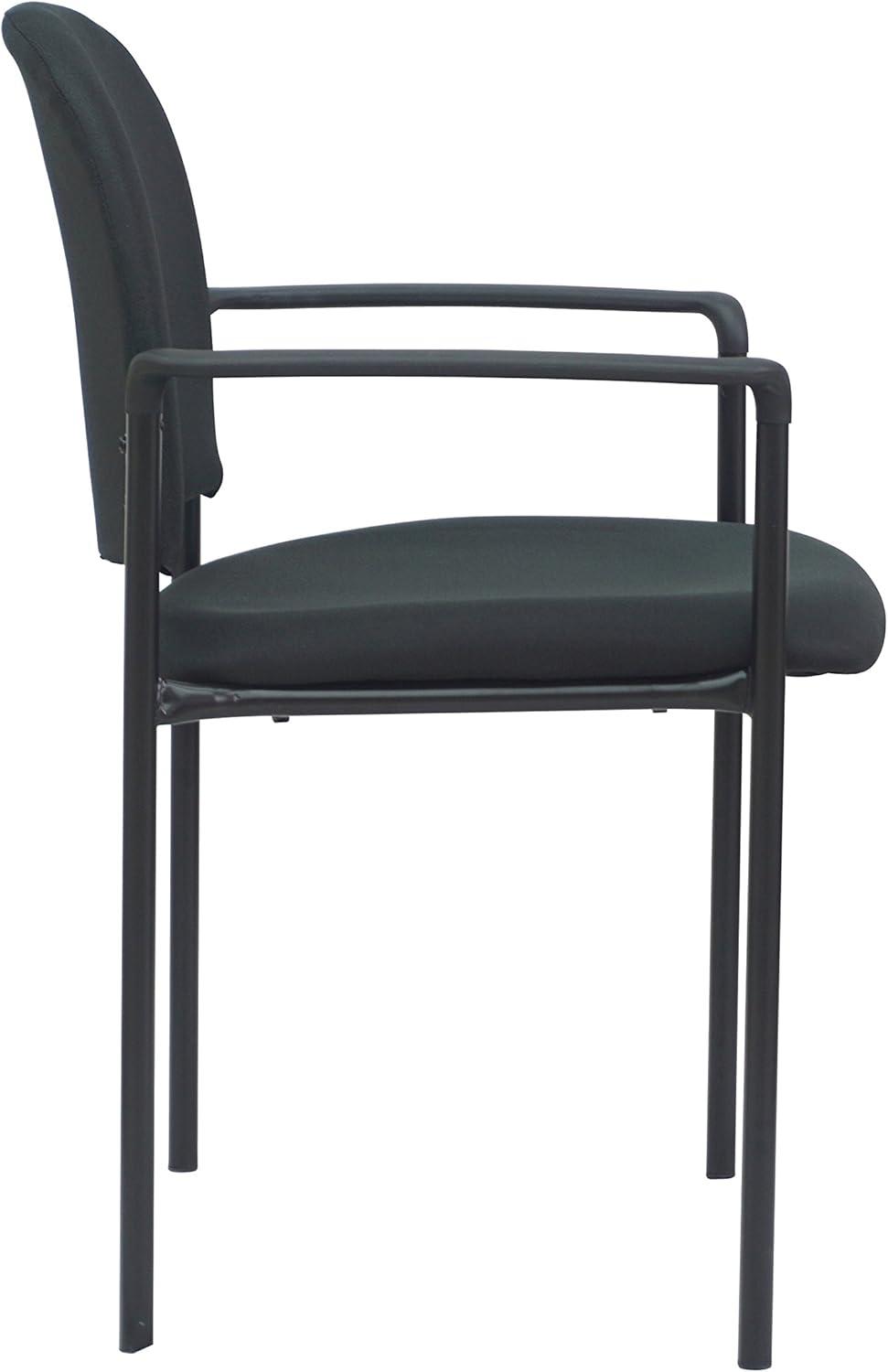 Office Factor Side Waiting Room Guest Chair StackAble with Arms Black Fabric (OF-6100 BK)